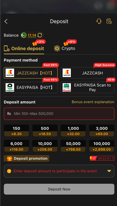 PKR98 Game  Deposit